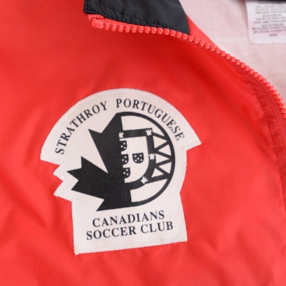 Vintage 90S Adidas Team Red Black Strathroy Pc Portugal Soccer Club Large - Picture 6 of 12